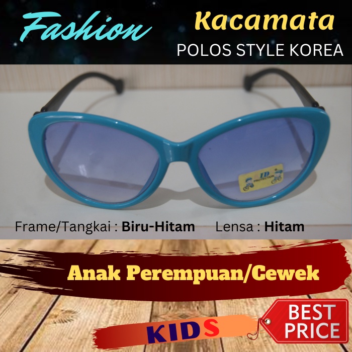 Kacamata Anak Perempuan Bening Hitam Anti UV Model Polos Cat Eye Style Korea