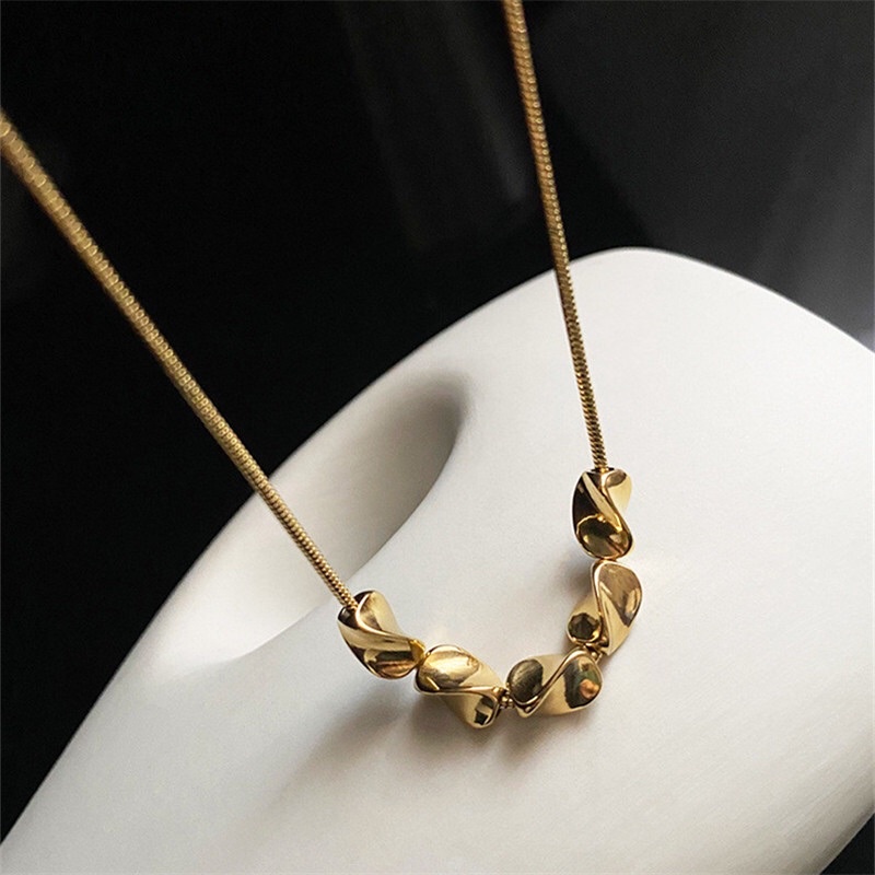 Kalung Titanium Gold Mewah Elegan Korea Fashion Style Trending