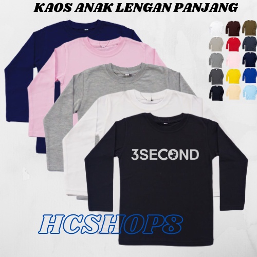 Kaos Anak Lengan Panjang Logo scon Unisex Cowok Cewek Usia 2-16th