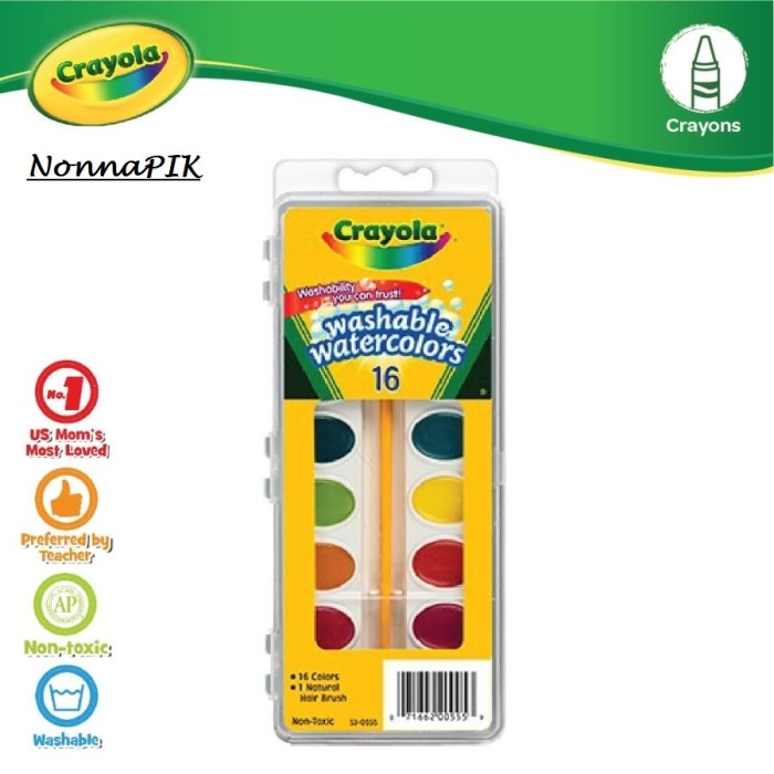 

Berkualitas Crayola Washable Watercolors, 16-Colors And 1 Brush Trendi