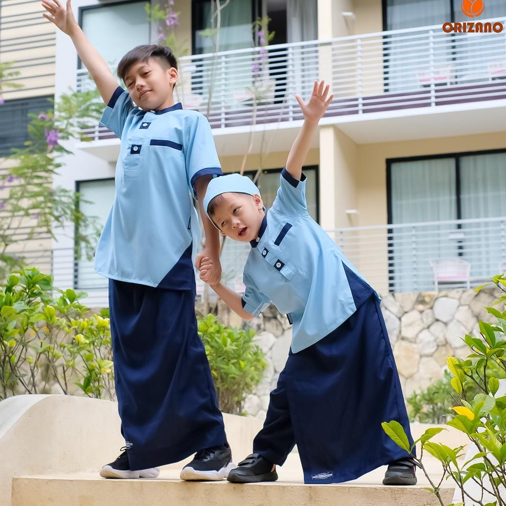 ORIZANO Set Koko Sarcel Avatar - Baju Koko Anak Cowok Bawahan Sarung Celana Bahan Katun Toyobo Model
