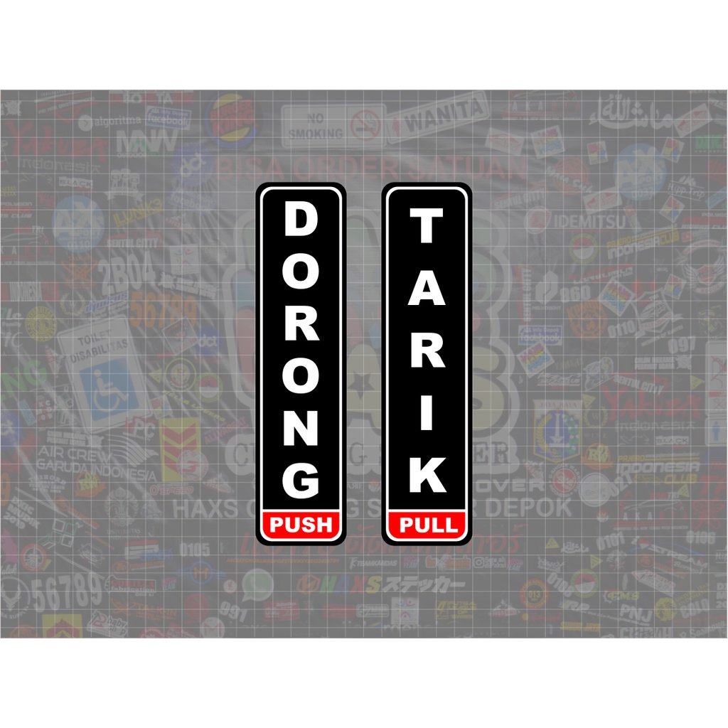 Cutting Sticker Dorong - Tarik Untuk Kaca Pintu Kedai Kafe Restoran Toko