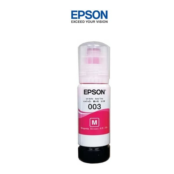 Epson Ink Bottles 003 Colour Magenta | Tinta Botol Printer Warna Merah Untuk Printer Epson Seri L3110, L1110, L1200, L3200, L5100, L3150, L5190, L3156, L3116 ) Geniune Origianl Bisa Scan Barcode