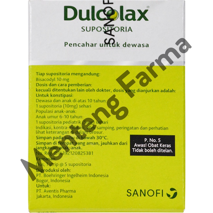 Dulcolax Adult 10 Mg 5 Supositoria - Obat Pencahar Supositoria Dewasa