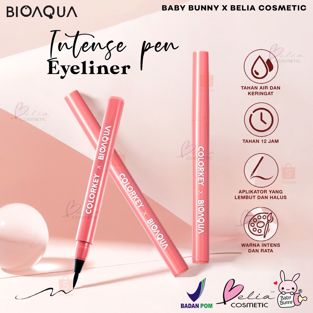 ❤ BELIA ❤ Colorkey X Bioaqua Eyeliner Waterproof Hitam 1 ml Eyeliner Pensil Tahan air Eyeliner Eyeliner Gel | BPOM