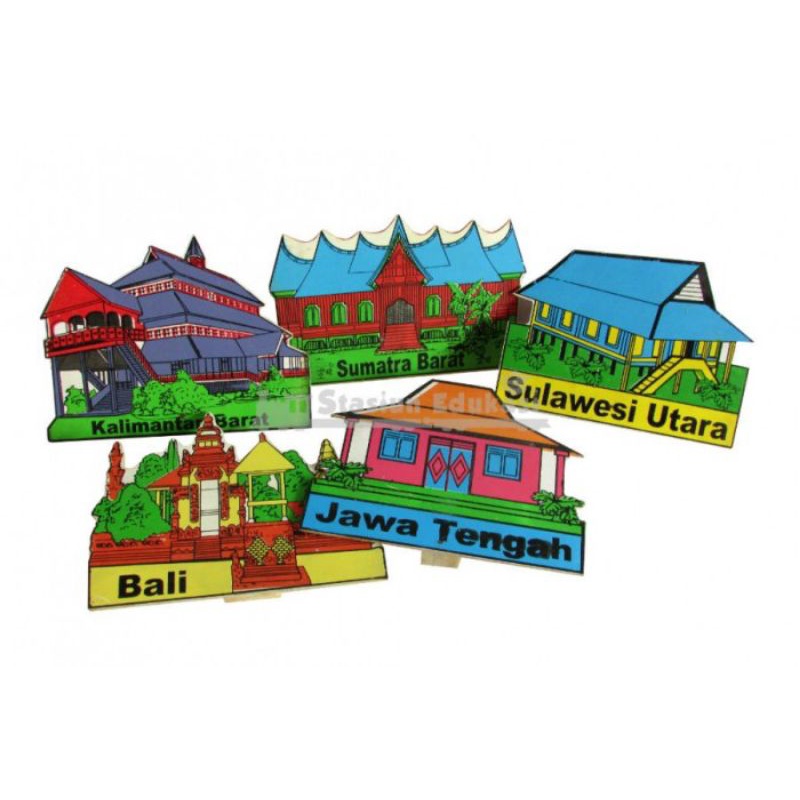 maket berdiri rumah adat isi 5pcs