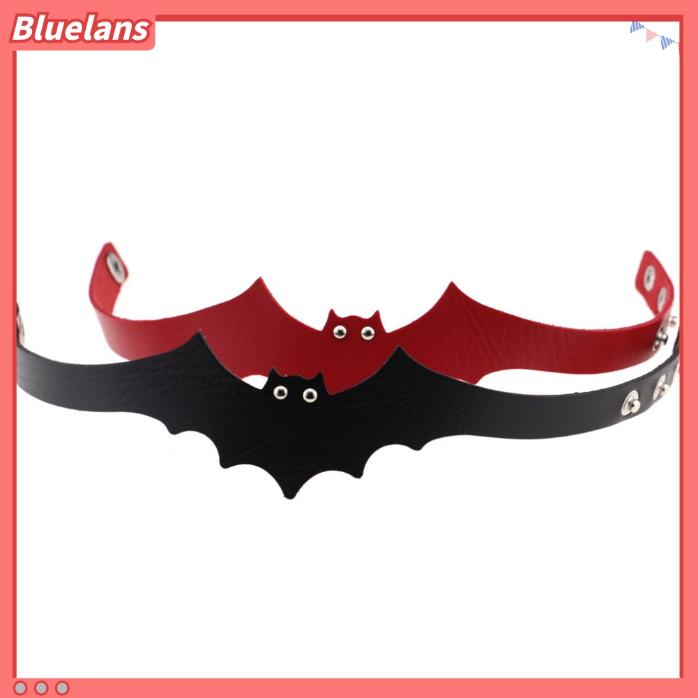 Bluelans Kalung Choker Bahan Kulit Imitasi Desain Kelelawar Gaya Punk Rock Gothic