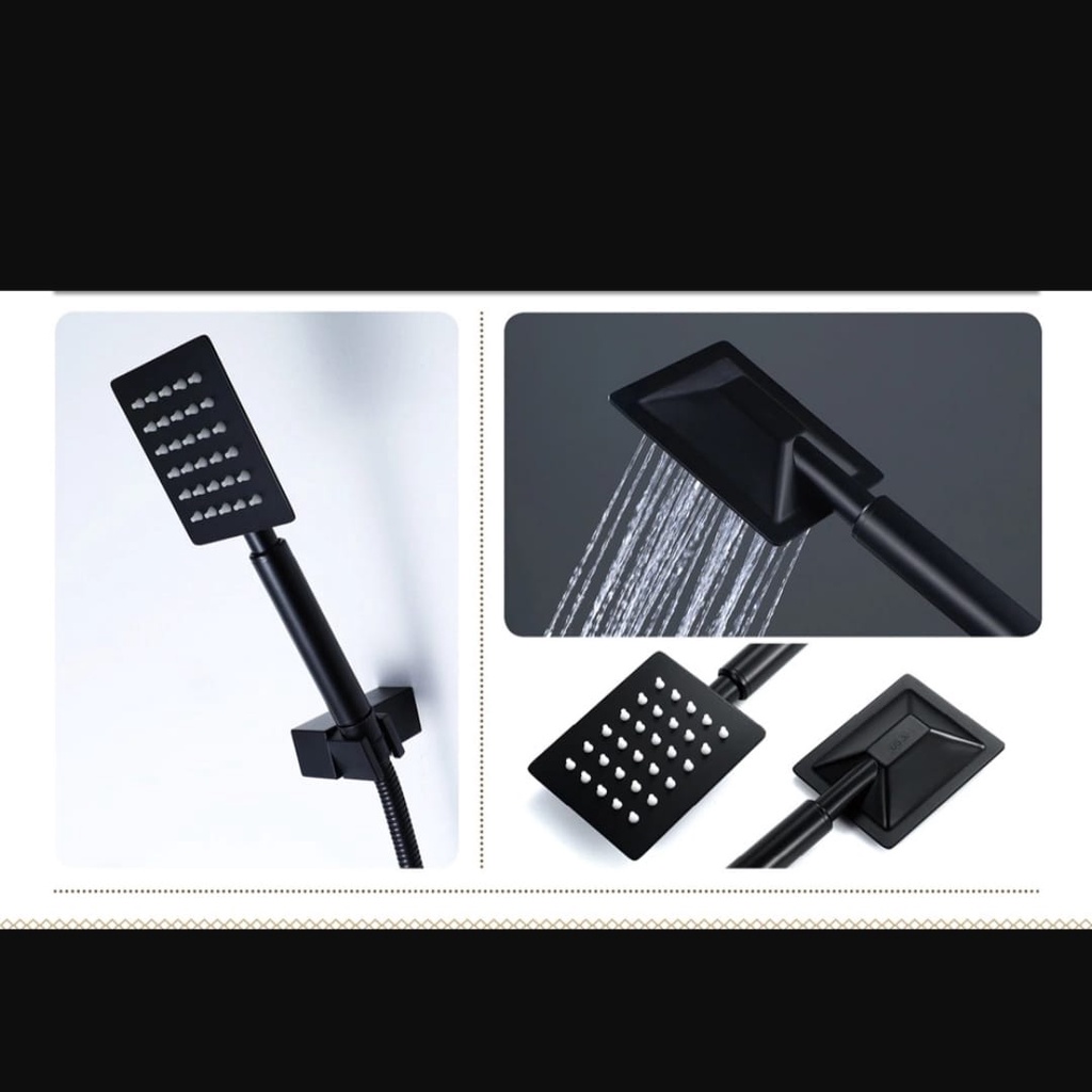 Kepala Shower Mandi Kotak Stainless Hitam 15B-Bathroom Hand Shower Head Shower Square Stainless Black