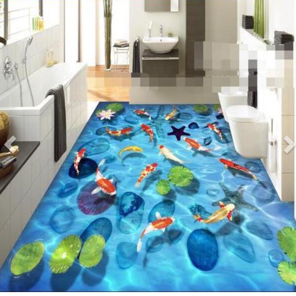 Wallsticker Menjual Wallpaper Dinding 3D Custom (Lantai) Motif Ikan Ikan Emas