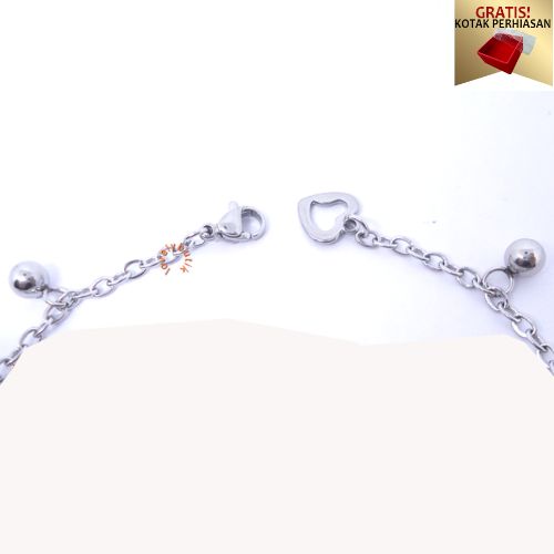 Gelang Tangan Wanita Titanium anti karat Love Gelang Kaki Anti Luntur Model Terbaru Bonus Kotak Perhiasan - Lovelybutik