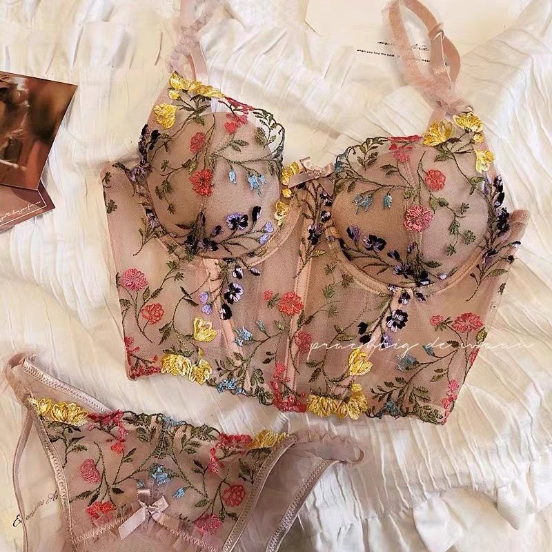 [Jakarta ready] Frs home Renda Prancis bersulam lingerie wanita bagian dalam dan luar korset tulang ikan rompi korset membent push up bra