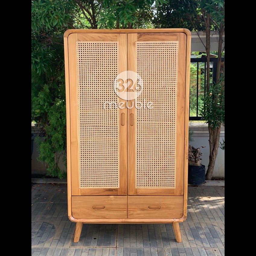 Lemari Pakaian Rotan Jati Mebel Jepara - Almari Pakaian Anak Retro