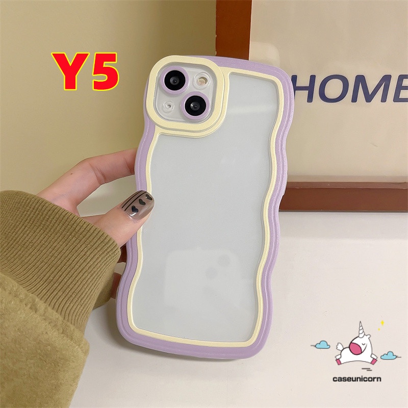 Casing Tepi Bergelombang Simple Mewah Untuk Redmi 12C 9 9A 10 10A 9C 9T Note9 8 11 11s 10 10Pro Note10 Note11 Note 10Pro Macaron Jahitan Kontras Warna Permen Transparan Bening Soft Case