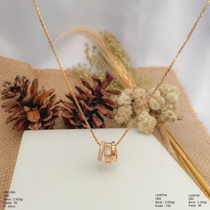 Perhiasan Kalung Emas Italy Kokot S 8k / 375 dan Liontin Cincin Rome UBS 8k / 375 dan 16k / 700