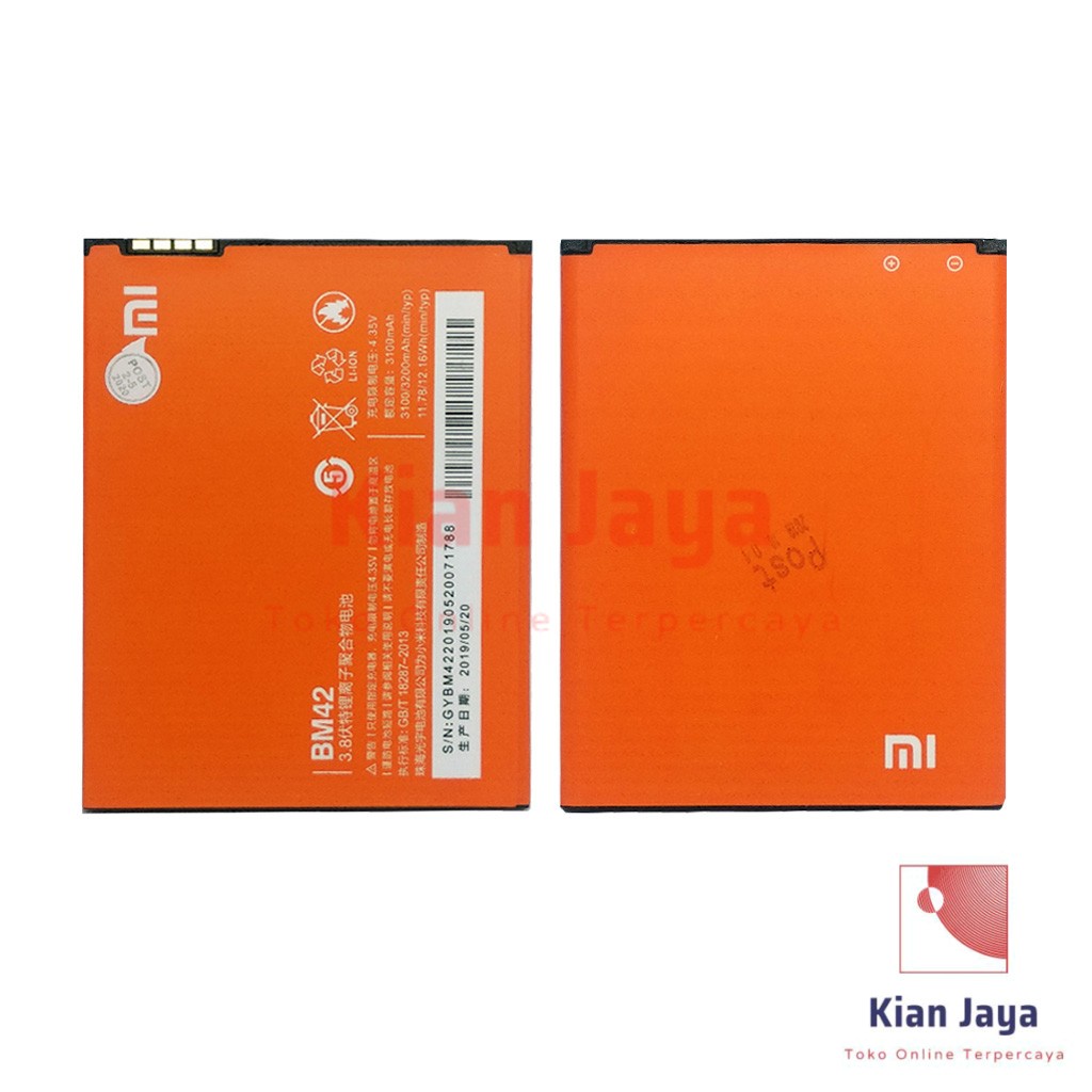 [Garansi 100% Ori] Baterai Xiaomi Redmi Note 1 BM42 Batre Batrai Battery Hp Xiao Mi BM 42 Original