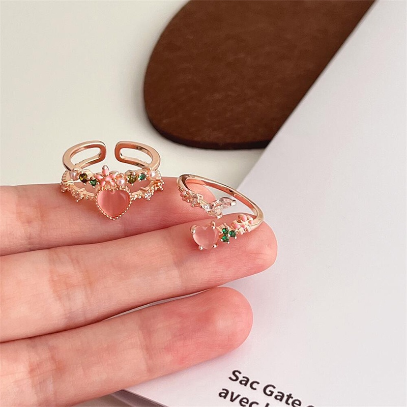 COD❤️Cincin Love Cinta Wanita Korea Fashion Korea Desain yang Dipersonalisasi Cincin Pembuka Aksesori Mode-A.one