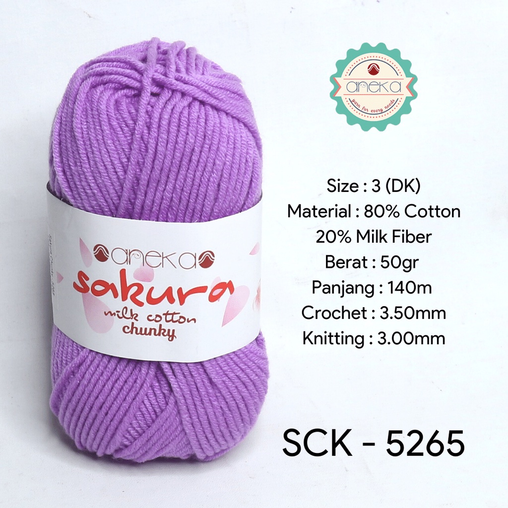 Benang Rajut Katun Susu Sakura Milk Cotton Chunky - 5265