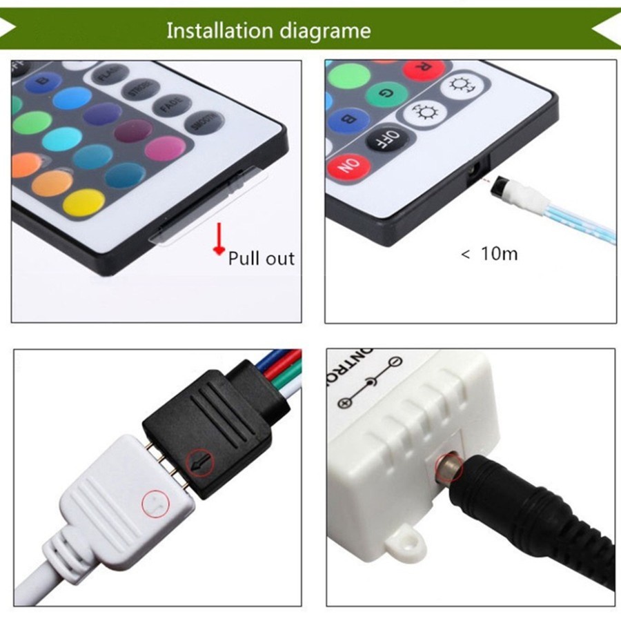 CA01 Lampu Led Strip RGB Warna Warni IP44 2835/5050 Komplit Set Adaptor Remote