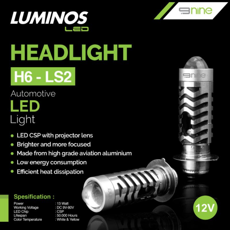 LAMPU LED MOTOR H6 LASER LUMINOS 9NINE LS2 PUTIH KUNING