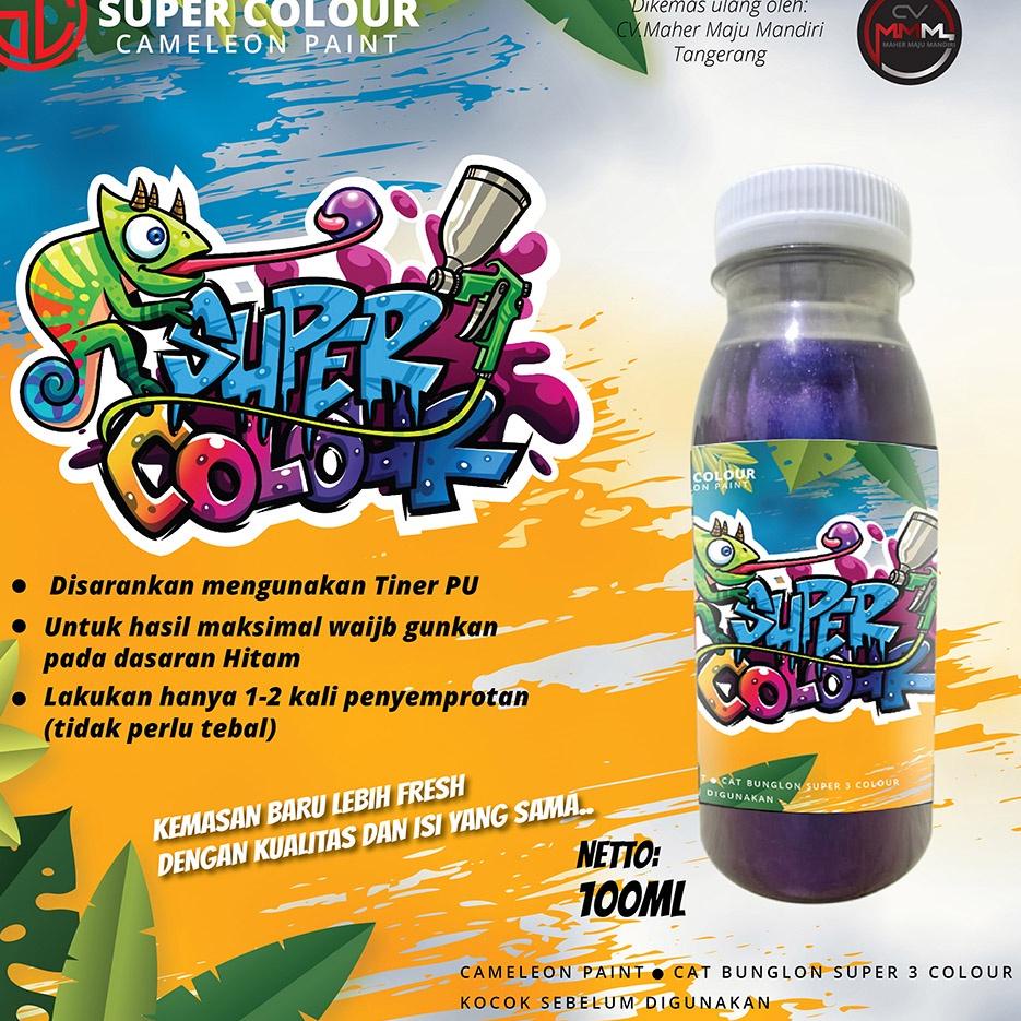 F25S Cat Bunglon (on) 100ml tiga warna biru merah Ungu SUPER COLOUR Bergaransi 7RB