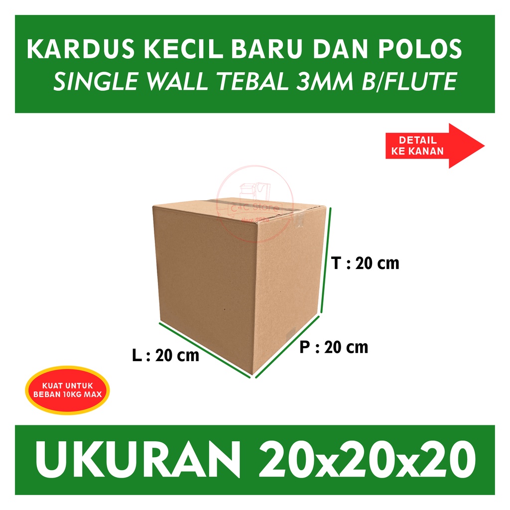 

Kardus Box Karton Packing Polos Ukuran 20x20x20