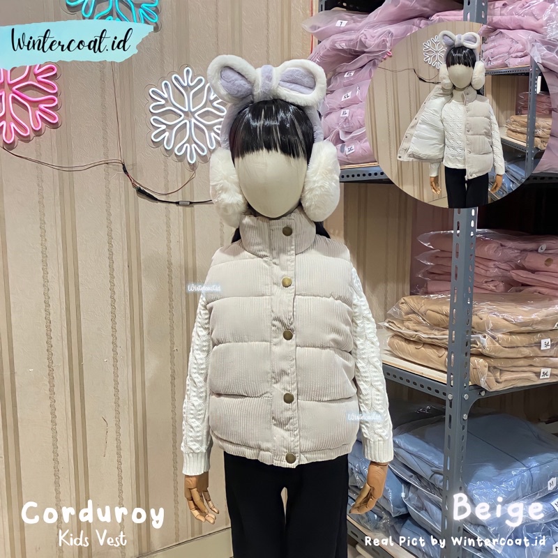 Kids winter vest corduroy rompi anak musim dingin hangat import cowok cewek gunung kid outer