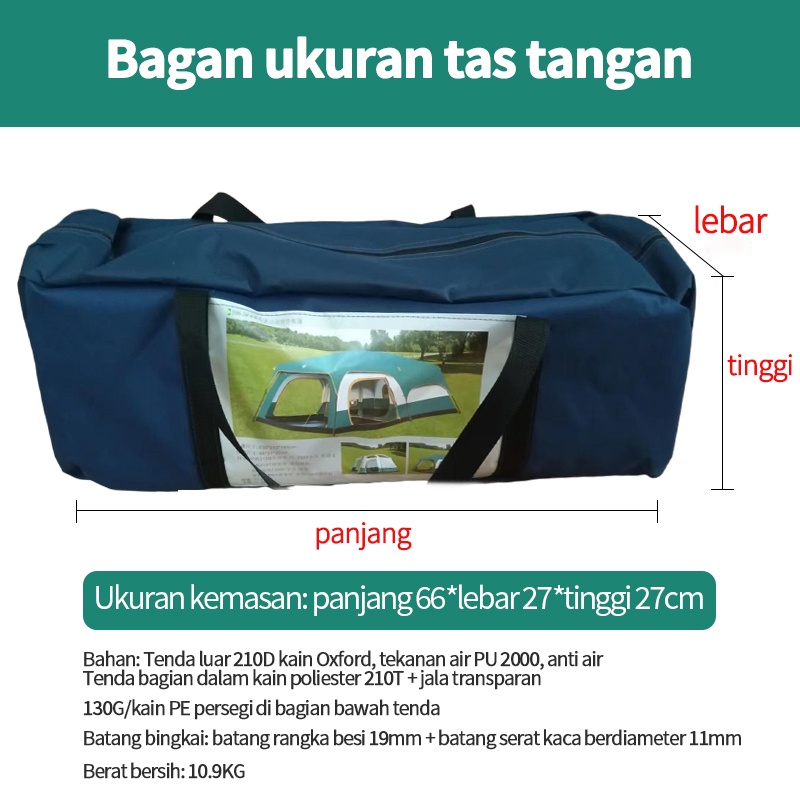 New Tenda Camping Kapasitas Luas 5-8 Orang Lipat Portable Waterproof Anti Air Outdoor Tenda Gunung