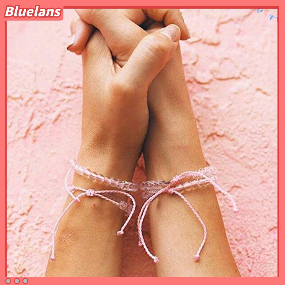 Bluelans Transparent Beaded Weaving Rope Bracelet Unisex Adjustable Handmade Bangle Gift