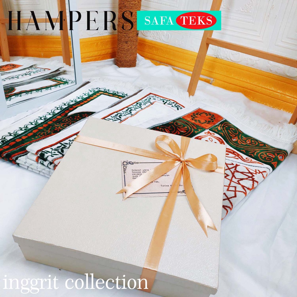 Paket kado sajadah premium SAFATEKS, Sajadah seserahan ,hampers Sajadah Premium