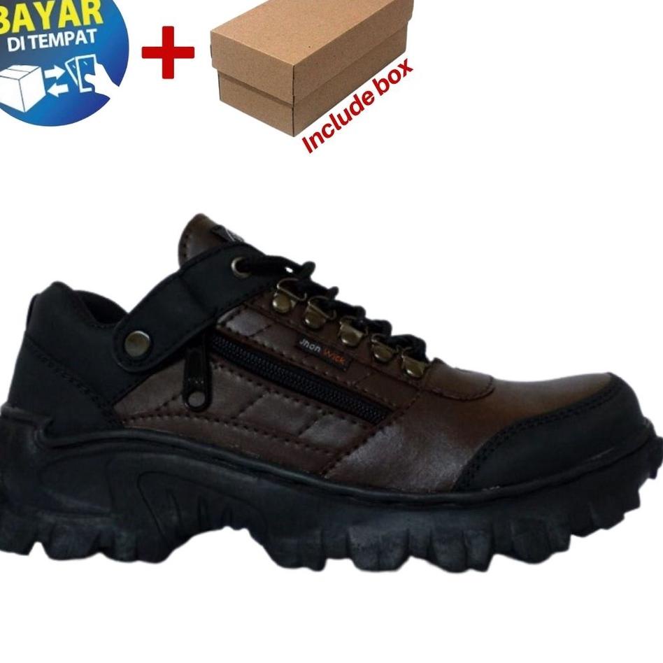 Murah Sepatu Boots Pria Safety Ujung Besi JOHN WICK