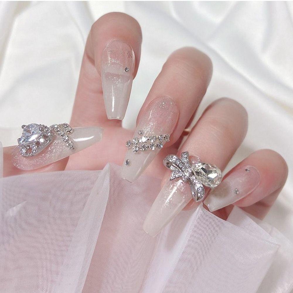 Needway Kuku Berlian Imitasi DIY Temperamen Indah 3D Batu Permata Berlian Mewah Shiny Nail Art Alloy Jewelry