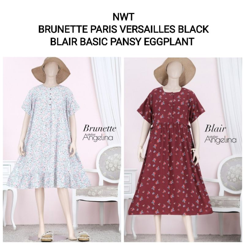 (NWT) BRUNETTE VERSAILLES BLACK BRIANA PANSY EGGPLANT ATELIER ANGELINA (NANURA SHOP)