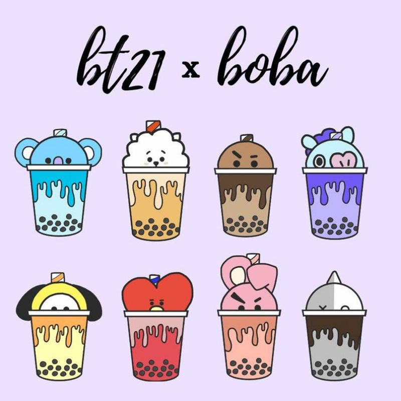 

Sticker tumblr aesthetic tema minuman boba + bt21