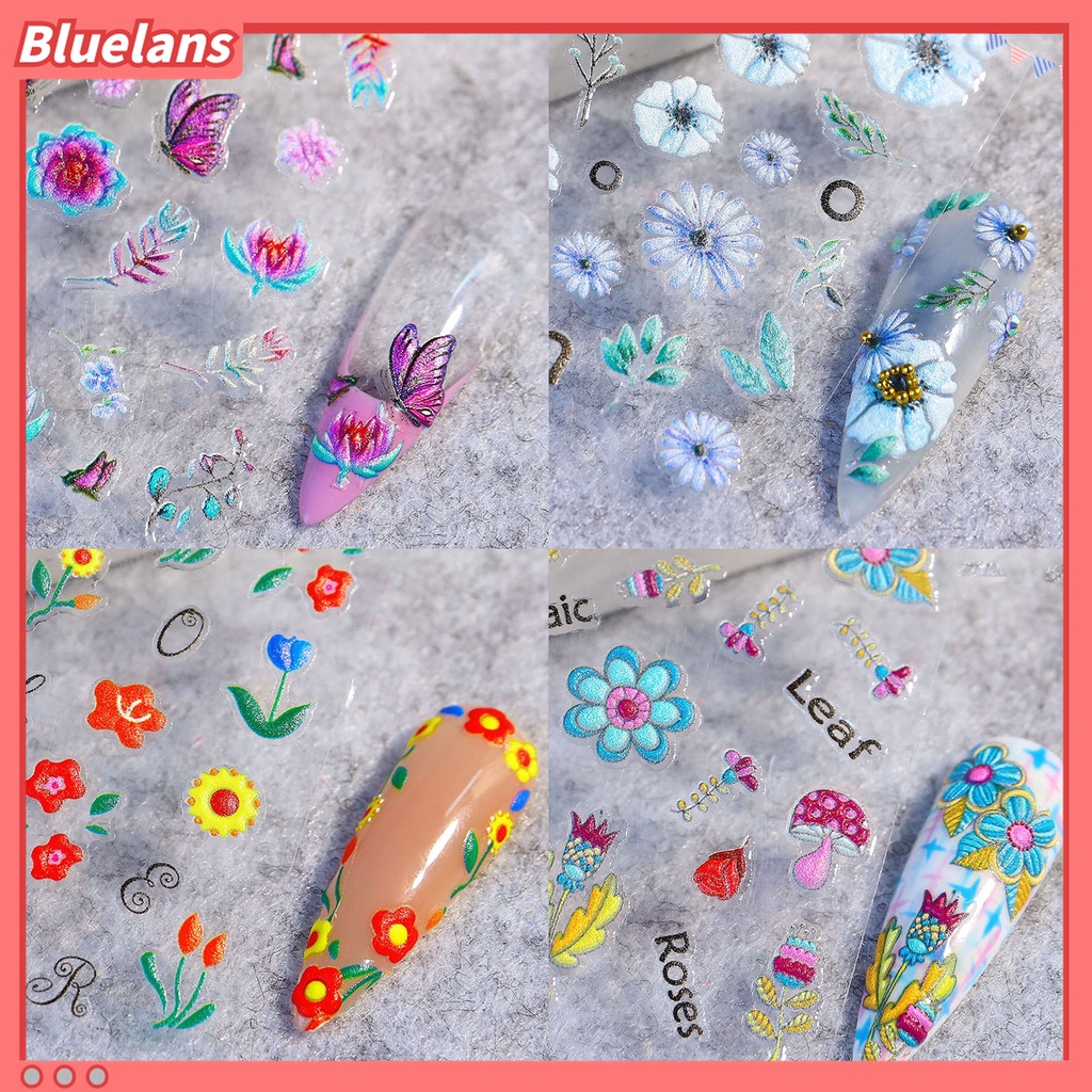 (In Stock) Kacamata Hitam Lensa Warna Warni ♡Stiker Kuku Motif Ukir Efek 5D Dengan Perekat Untuk Dekorasi Manicure