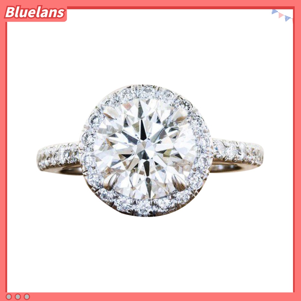 Bluelans Fashion Women Round Rhinestone Finger Ring Wedding Engagement Party Jewelry