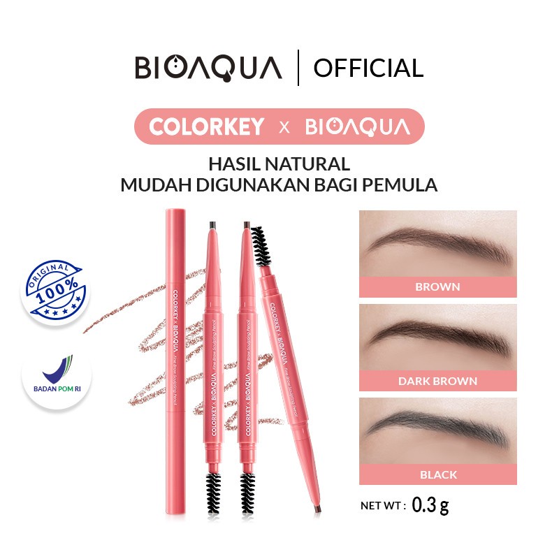 COLORKEY x BIOAQUA Pensil Alis Waterproof Eyebrow Pencil 3 Colours