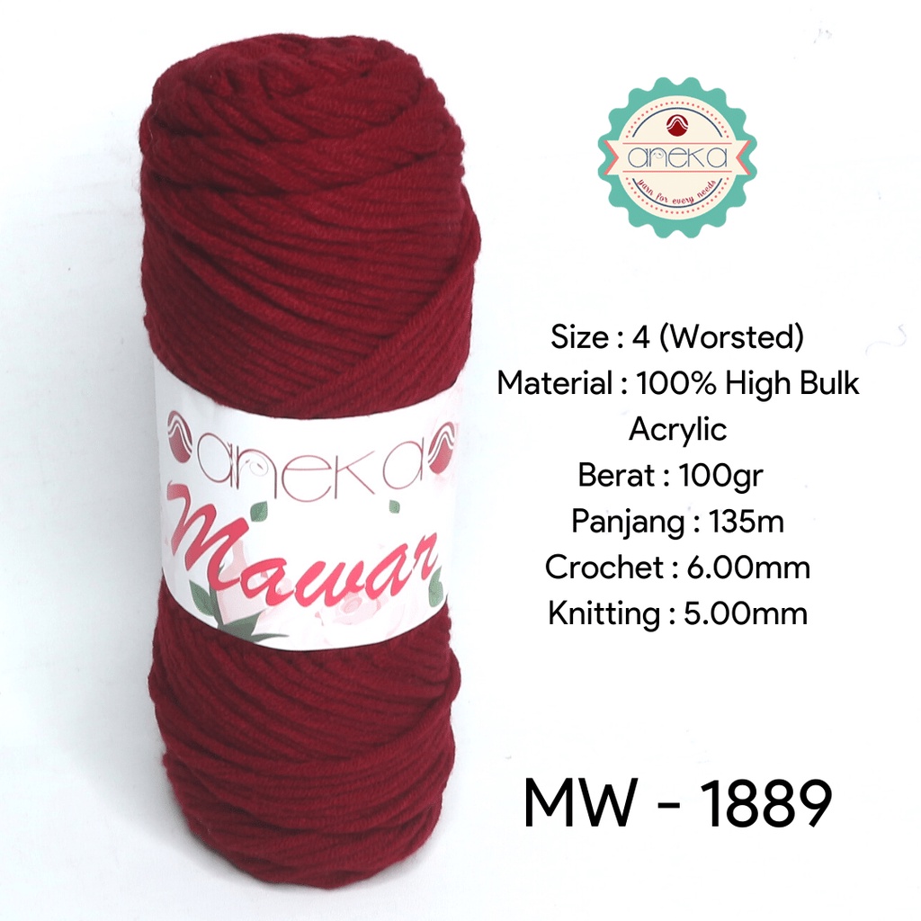 Benang Rajut Mawar / Soft Acrylic Yarn / Milk Cotton Worsted / Katun Susu - 1889