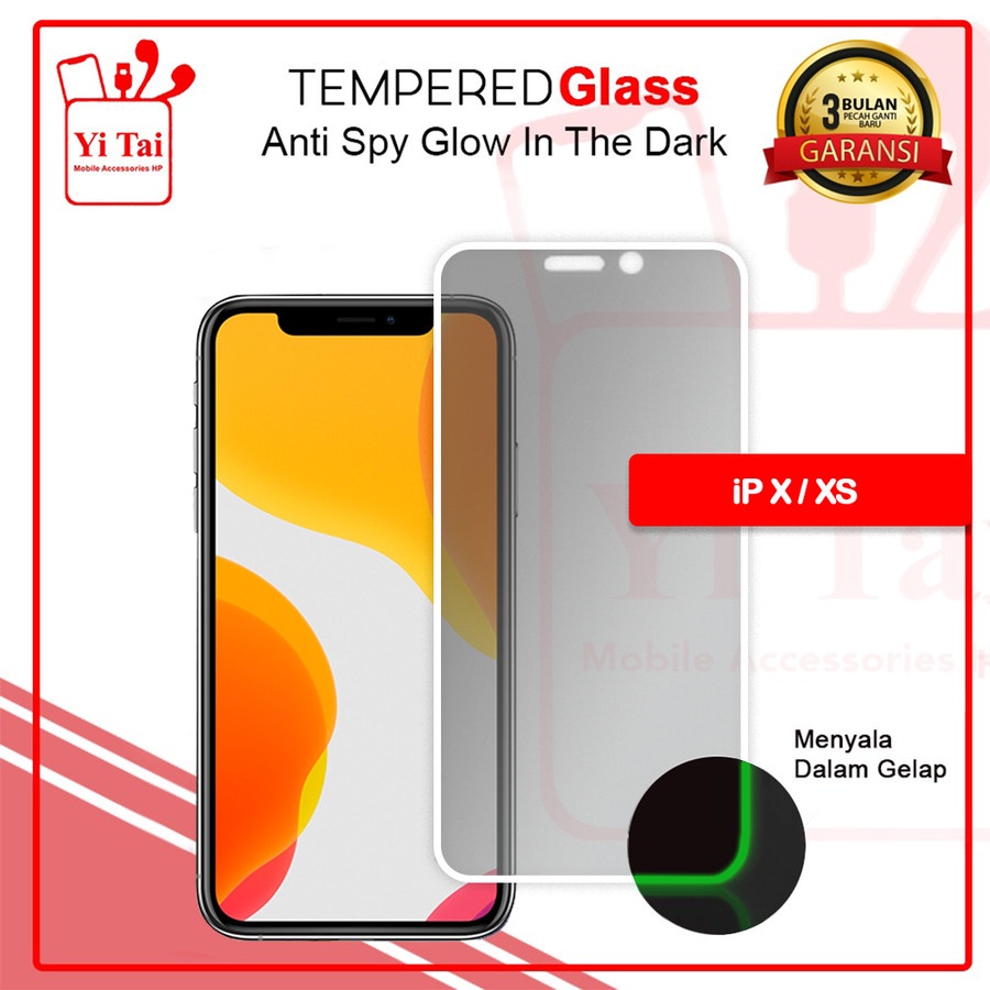 YI-TAI TEMPERED GLASS PREMIUM SPY GLOW IN THE DARK IP 6 IP 7 IP 8 IP 6 PLUS IP 7 PLUS IP 8 PLUS IP X IP XS IP XS MAX IP XRWHITE_CELL