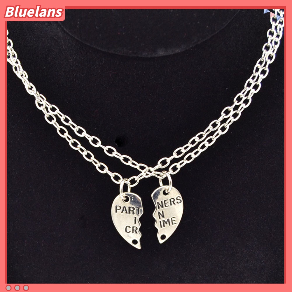 Bluelans 2 Pcs Fashion Best Friends Love Heart Pendant Couple Chain Necklace Jewelry Gift