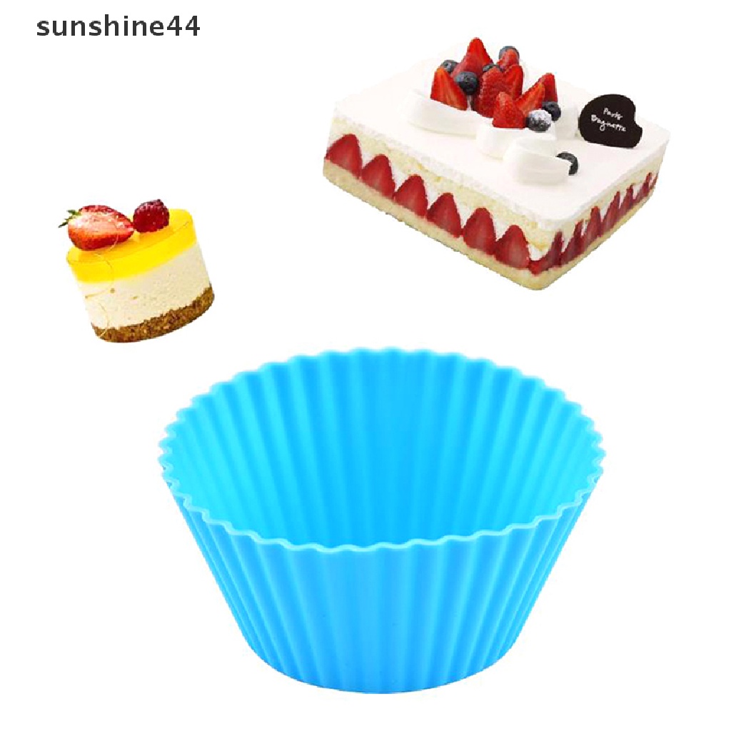 Sunshine 5Pcs Cetakan Cupcake / Muffin / Kue Bentuk Bulat Bahan Silikon