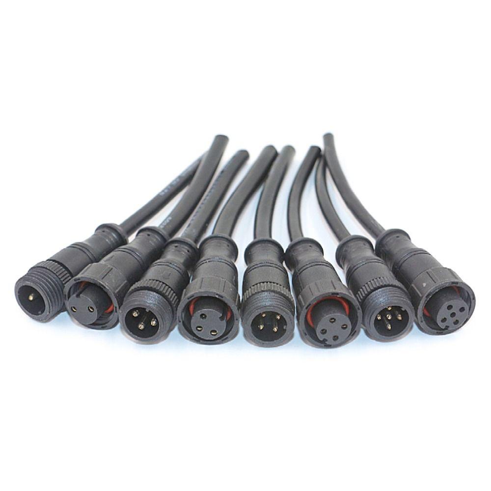 Top 2set Konektor Base Konektor Garis Sinyal Hitam Peralatan Power Wire Waterproof Connector Line