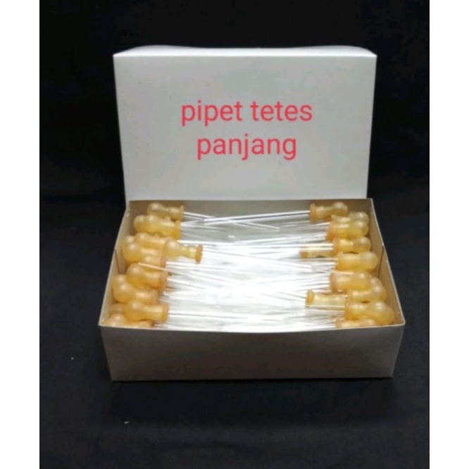 Pipet Tetes Kaca Panjang Dot Kuning / Dot Merah Per Box isi 100 pcs