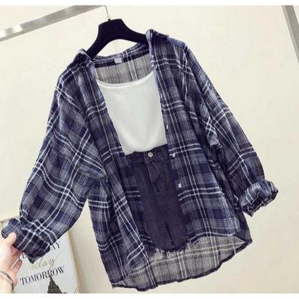 {PLU.18Oc22ᴴ} GUILEN TOP BAJU ATASAN WANITA KEMEJA KOTAK / KEMEJA KOREAN STYLE MUSLIM