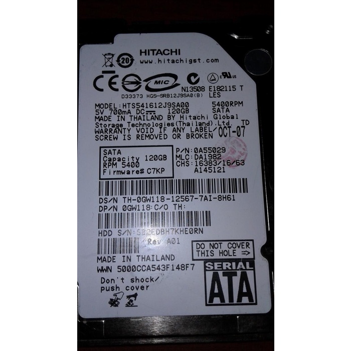 Harddisk HDD 2,5 Laptop 120gb HD Hardisk Notebook 2.5 120 Gb second