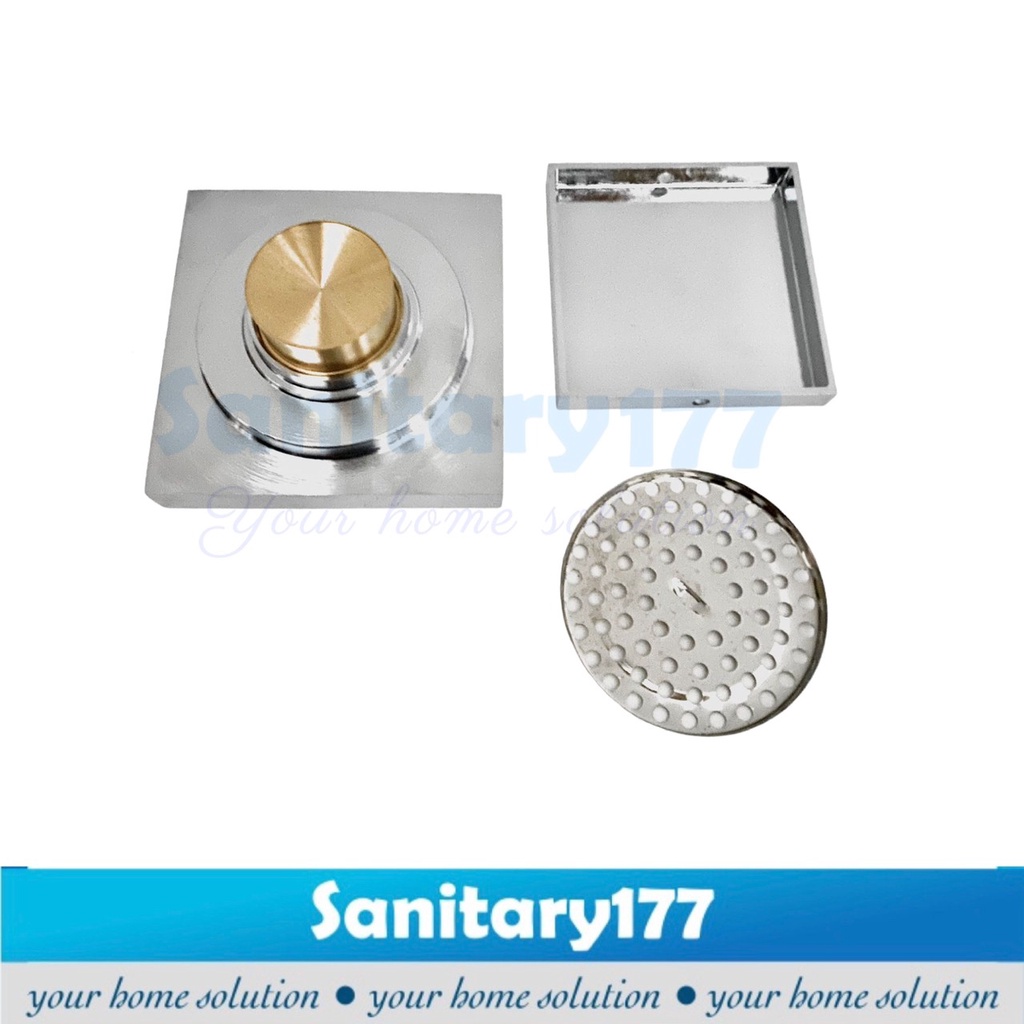 Smart Floor Drain KUNINGAN bisa isi Keramik tebal L03- Saringan Got air kamar Mandi bathroom brass tile drain strainer bathroom /L1