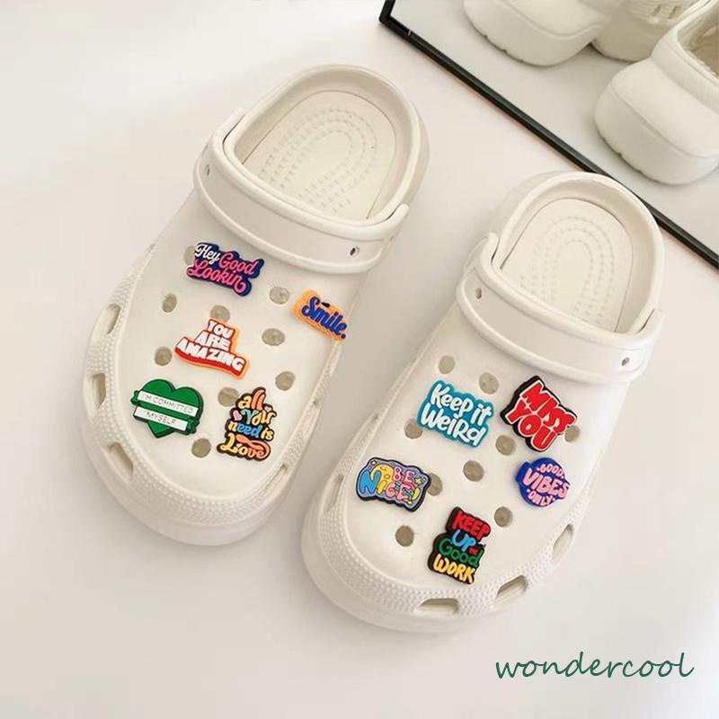 Charms Sepatu Motivasional Phrases jibbitz crocs Untuk Aksesoris Pesta Anak Lucu-Won