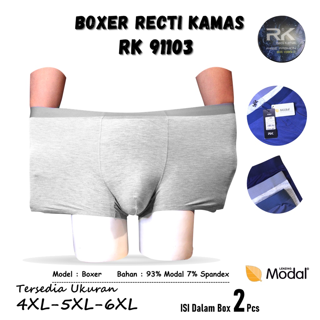 Celana Dalam Boxer Pria RECTI KAMAS RK 91103 JUMBO Isi 2 Pcs