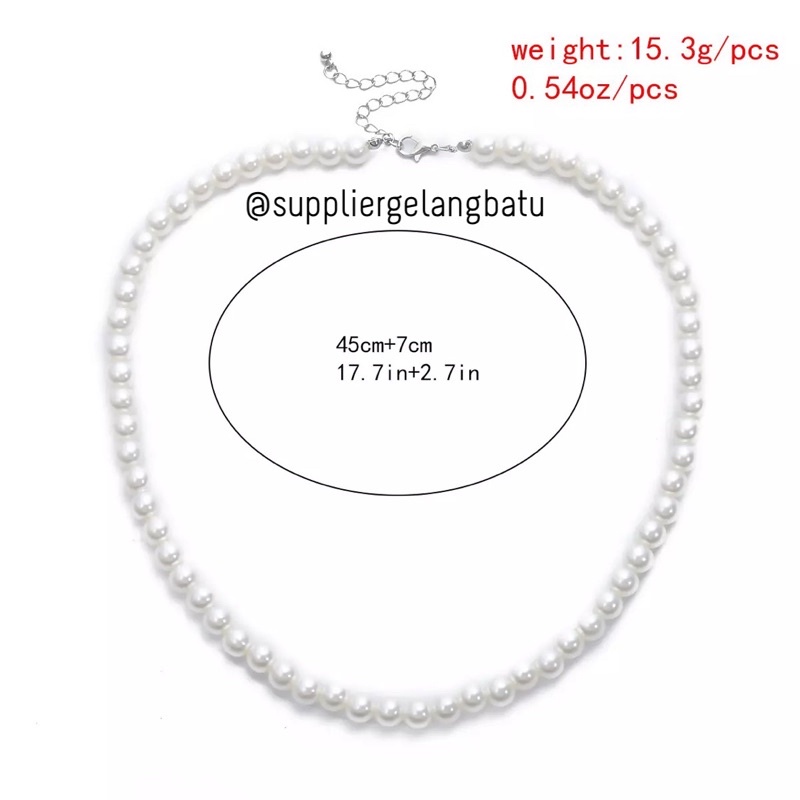 Kalung Mutiara Pearl White Adjustable