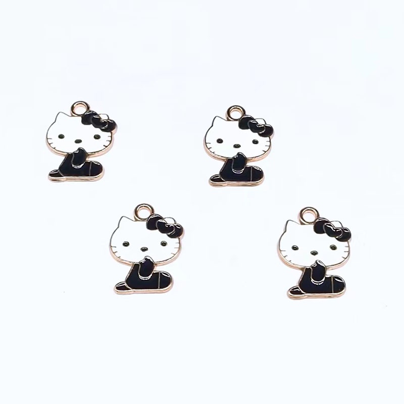 4 Pcs Liontin Enamel Bentuk Kucing Anjing Campuran Untuk Membuat Perhiasan Kalung Anting