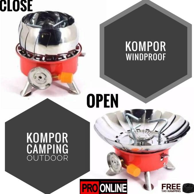 Nesting Teko & Kompor Windproof Kemping Gunung Cooking Set Camping